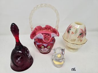 Lot 135 Fenton Glass And Fairy Candle And Crystal Lead Bear