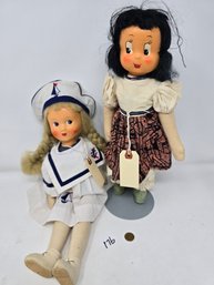 Lot 176 1930's Little Lulu Hard Stuffed Cloth Composition Dolls