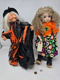 Lot 181 Tilda Witch And Vintage Doll Curly Hair Halloween