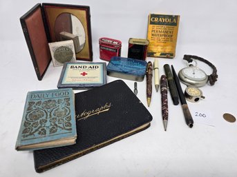 Lot 200 Vintage Lot Waltham Pocket Watch Pens Etc