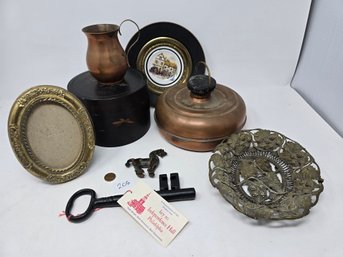 Lot 205 Vintage / Antique Brass And Copper Ware Skeleton Key Cast Iron Toy Etc.