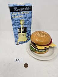 Lot 221 Hamburger Coasters And Route 66 Salt And Pepper Shaker