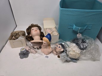 Lot 229 Vintage Antique Porcelain And Mixed Doll Parts Heads Arms Etc