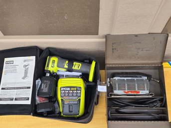 Lot 308 Ryobi 12 Volt Auto Hammer  Battery And Charger & Vintage Dremal Electric Sander