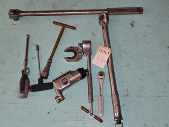 Lot 49 T-type Wrench, Pneumatic Impact Wrenches, Ratchet Wrenches, And Flare Nut Sockets.