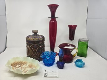 Lot 120 Mixed Lot Of Vintage Colored Glass Pieces