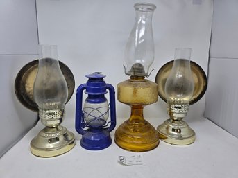 Lot 128 Mixed Lot Of Vintage Oil And Kerosene Lamps