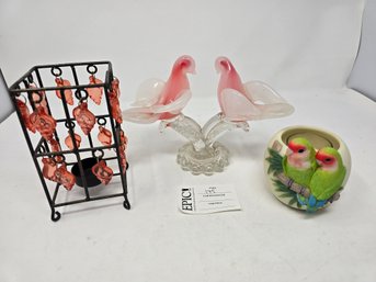 Lot 175 Decorative Candle Holder, Glass Bird Figurine
