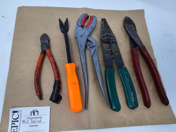Lot 187 Assorted Tools. Wire Cutter Etc.