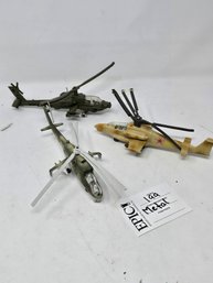 Lot 199 Set Of Metal Helicopters (set Of 3)