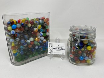 Lot 2 Two Containers Of Assorted Marbles