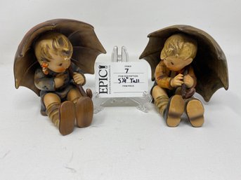 Lot 7 Hummel Umbrella Boy Figurine And Goebel  Girl With Umbrella Figurine 1957 By W. Goebel Germany. Vintage