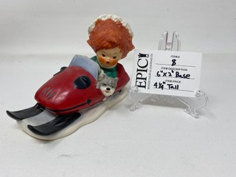 Lot 8 Goebel Charlot Byj 77 1/2 Ski Doo Redhead Figurine Germany-6' X 2' Base-4' Tall, Vintage