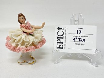 Lot 17 4In Tall Pink Porcelain Vintage Dressed Ballerina Figurine