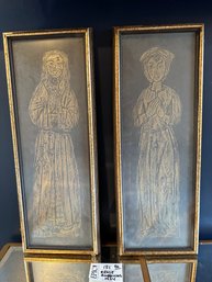 Lot 131 Pair Of Vintage 1974 Brass Rubbing Framed Artwork 22x28