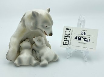 Lot 26  Polar Bear & Cubs Porcelain Figurine By Goebel In West Germany