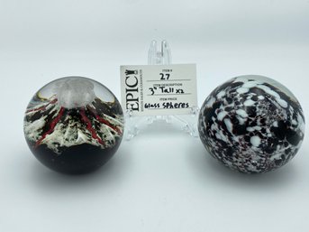 Lot 27 Glass Eye Studio Volcano Paper Weight Glass And One Not