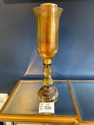 Lot 145 Vintage Amber Glass 18' Candle Stick Holder