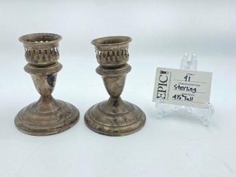 Lot 41 Towle Sterling Candle Holders, Pair 4 Tall