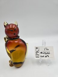 Lot 176 Murano Cat Art Honey Amber Kitty Figurine Hand Mad, Vintage