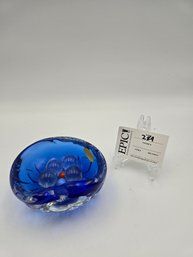 Lot 284 Murano Style Cobalt Blue Art Glass: Hand Blown Ashtray & Marbles- Arte Murano Icet Hecho En Venezuela