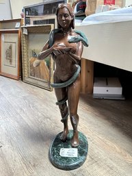 Lot 212 25x7 Art Deco Signed Artist Proof Bronze Sculpture Nude Woman With Serpent