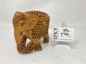 Lot 252 Nesting Elephant 100 Hand Carved Wooden Elephant Crafted With Special Openwork 5' Tall