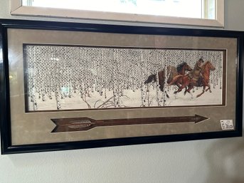 Lot 218 Bev Doolittle Sacred Ground' Artwork, Dimensions: 46' X 22', With Handmade Arrow By Reginald Little