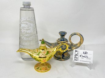 Lot 267 Set Of 2 Genie Lamps (8' Each) With Lamp Light Farms Oil - Perfect For Vintage Decor And Ambiance.