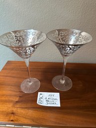 Lot 224 Leopard  Print Martini Glasses Set Of  Two