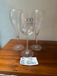 Lot 228 Set Of Three Stemmed Wine Glass, 2000 Reasons- The WSU Annual Meeting Foundation Memorabilia 1999