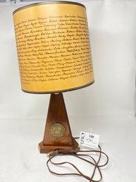 Lot 288 Harvard Library Lamp: Illuminating Tributes To History's Icons-'veri Tas Harvard' Emblem