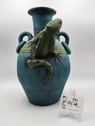 Lot 309 Ceramic Vase- Iguana Breaking Through The Ceramic Vase Design