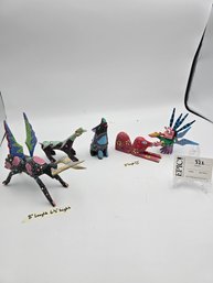 Lot 322 Set Of 5 Alebrije Pieces By S. Cordova: Vibrant Mexican Folk Art Collection