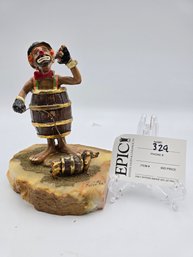 Lot 329 Ron Lee 1982 Clown In A Barrel With Dog In A Barrel Sculpture: Vintage Collectible