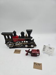 Lot 429 Vintage Cast Iron Train Locomotive Doorstop, 10' X 6'  1920's Hubley Steam Shovel, 4' X 1' X 1