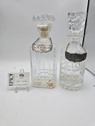 Lot 435 Exquisite Pair Of Vintage Crystal Decanter Scotch Bourbon/ Brandy