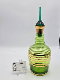 Lot 438 Romanian-Made Green Glass Decanter: Elegant European Craftsmanship