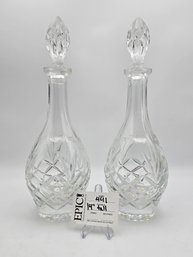 Lot 441 14In Tall Pair Of Elegant Crystal Wine Whiskey Decanter