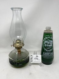 Lot 314 Bayberry Scented Lamp Light Farms Lamp Oil And Clear Glass Oil Lamp With Ribbed Squares