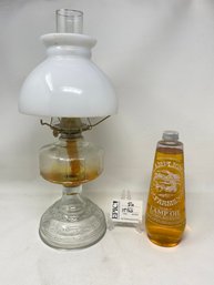 Lot 316 P&A Mfg Co Amber Hurricane Oil Lamp (18in) With Lamplight Farms Apple Pie Scented Lamp Oil