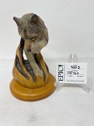 Lot 402 Mill Creek Studios Original Wolf Wooden Figurine Sculpture Signed HAJNY 7 1/4' Tall