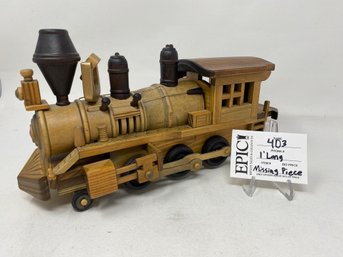 Lot 403 Wooden Model Of American Steam Engine Locomotive / Train - Missing Piece - 1' Long