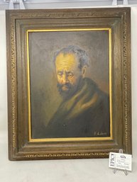 Lot 408 Faux Rembrandt: Framed Painting By F. De Jesus, 18 3/4' X 23'
