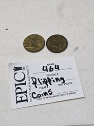 Lot 464 2 Pcs. Lucky Lindy Naked Flipping Coins