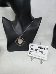 Lot 476 1923 (Cut Out) Liberty Peace Dollar Pendant 26 Chain Necklace