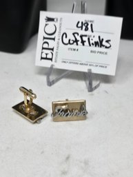 Lot 481 Vintage Cufflinks, 1950's Anson, Mid Century 'Frank' Name Cufflink, Cursive Name In Silver Tone