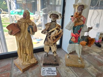 Lot 386  Set Of 3 Paper Mache Figures  13 1/2', 12', And 12'  Unique Decorative Art Pieces For Home Or Office