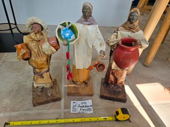 Lot 394 Set Of 3 Mexico Paper Mache Figures - Tallest 13' - Handcrafted Cultural Decor