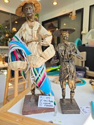 Lot 395  Pair Of Mexican Tall Paper Mache Figures - Handcrafted Cultural Art Pieces